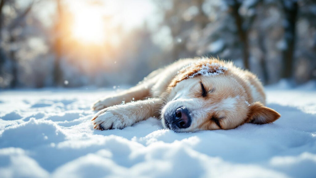 When dogs rolling in snow after running becomes dangerous for their health