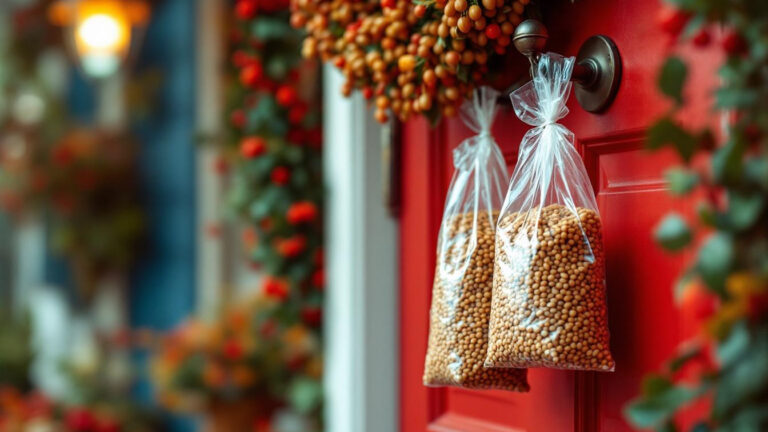 Why people are hanging small bags of lentils on their front doors